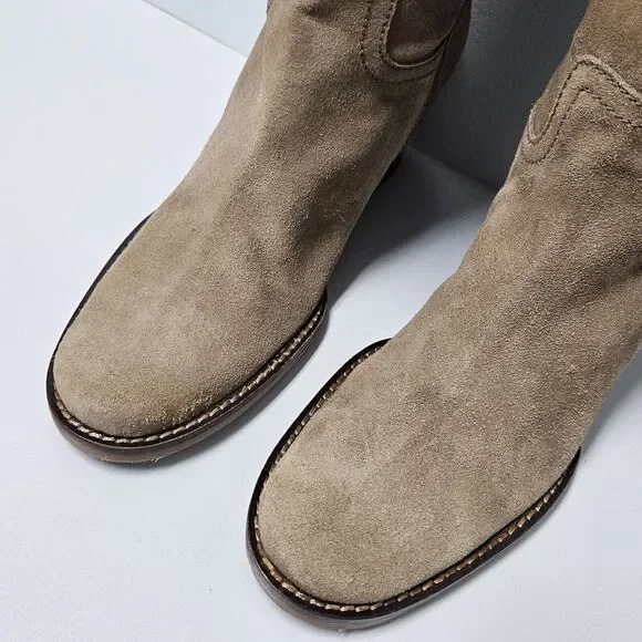 Apepazza Ninfa Boots Womens 9.5 Tan Suede Leather Wedge Boho Tribal Patchwork - Picture 10 of 14